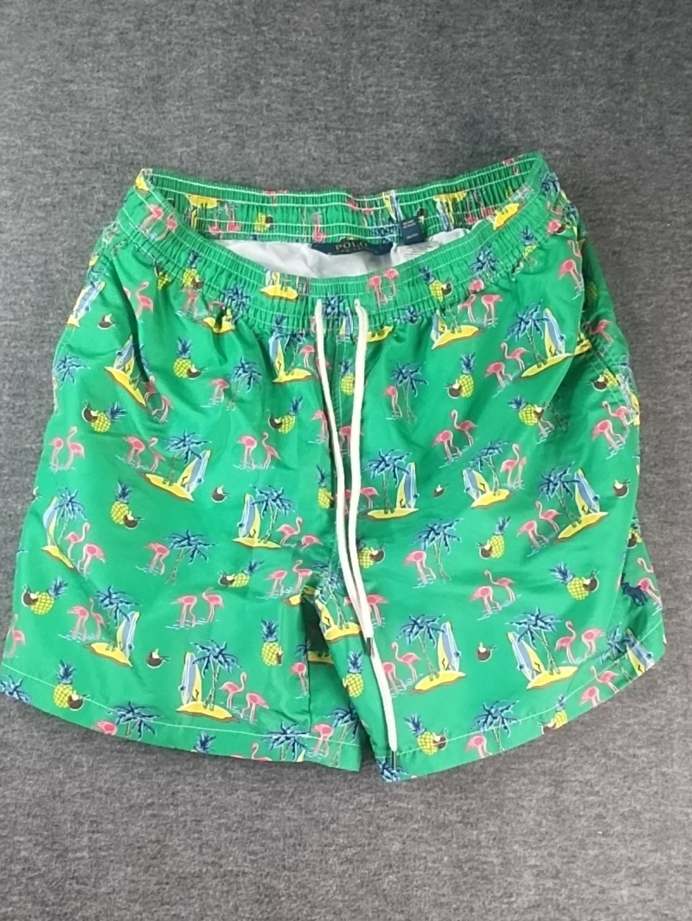 Ralph Lauren Green Tropical Flamingo & Pineapple Hybrid Swim Shorts